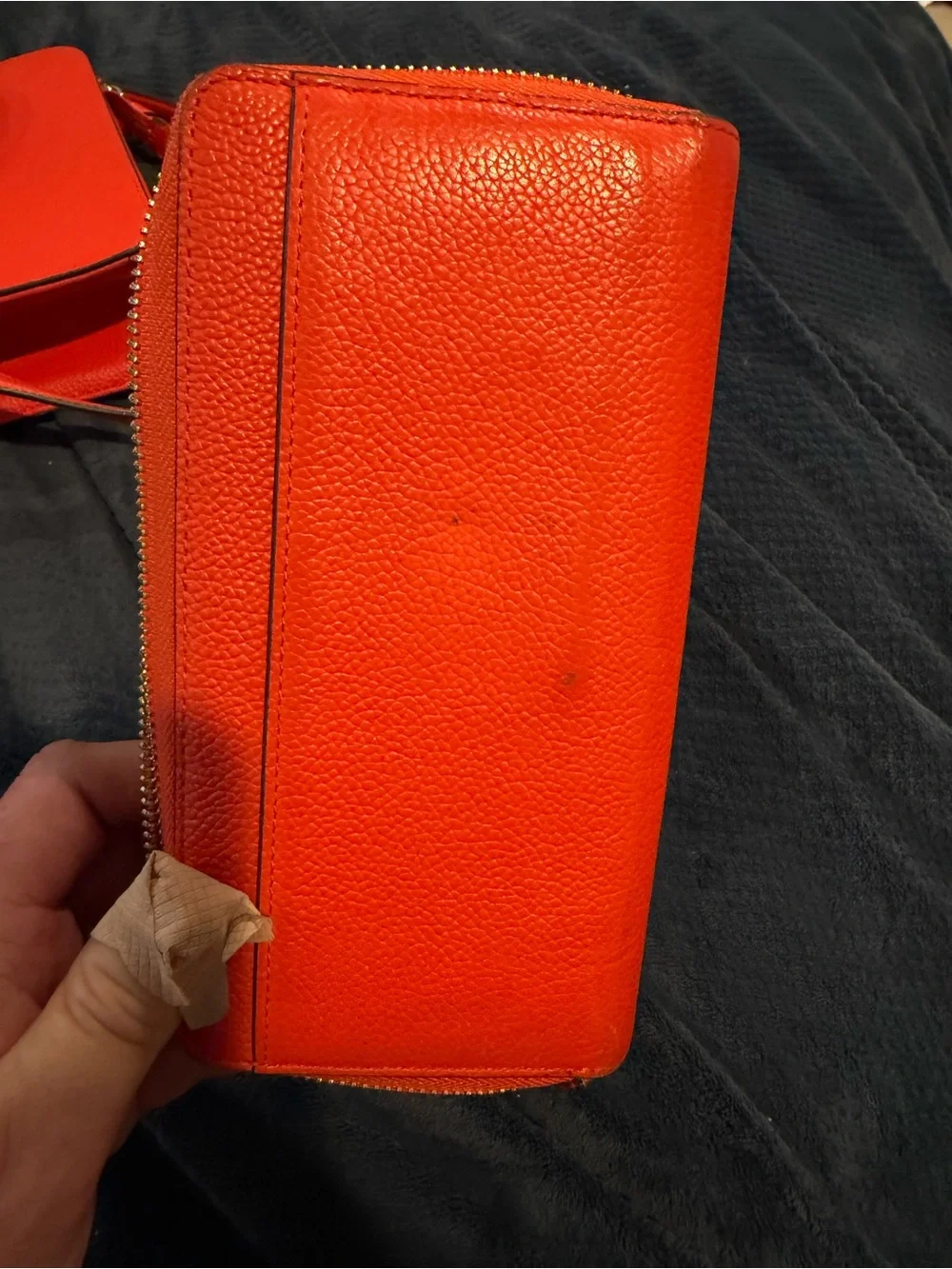 kate spade clementine Orange Leather Satchel with Matching Zip Wallet